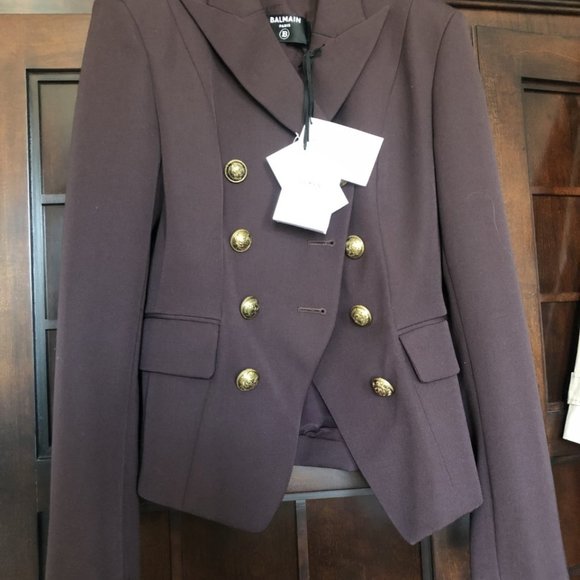 NWT BALMAIN Brown Grain De Poudre 8-Button Jacket - Picture 12 of 16